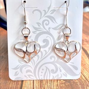 Sterling silver and cubic zirconia heart earrings